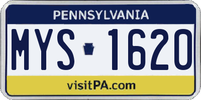 PA license plate MYS1620