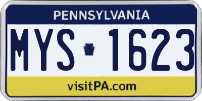 PA license plate MYS1623