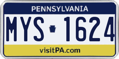 PA license plate MYS1624
