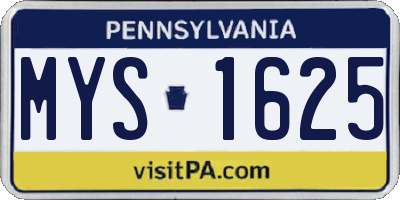 PA license plate MYS1625