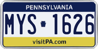 PA license plate MYS1626