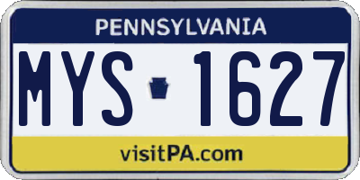 PA license plate MYS1627