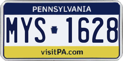 PA license plate MYS1628