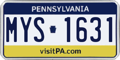 PA license plate MYS1631