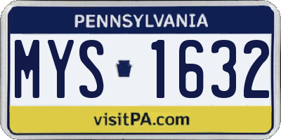 PA license plate MYS1632