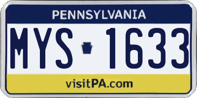 PA license plate MYS1633