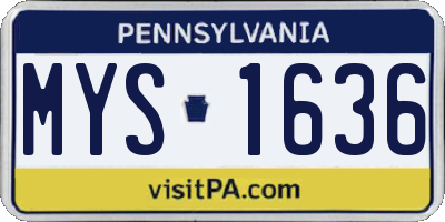 PA license plate MYS1636