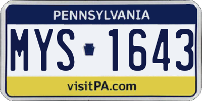PA license plate MYS1643
