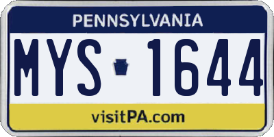 PA license plate MYS1644