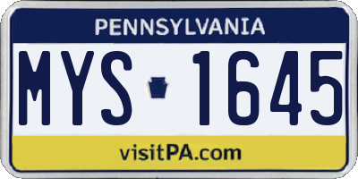PA license plate MYS1645