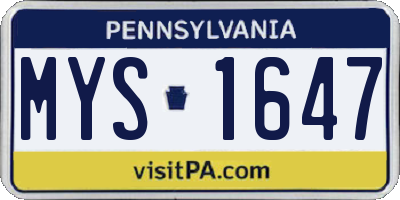 PA license plate MYS1647
