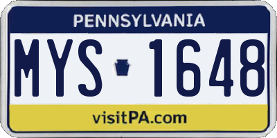 PA license plate MYS1648