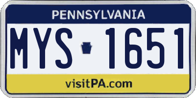 PA license plate MYS1651