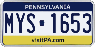 PA license plate MYS1653