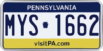 PA license plate MYS1662