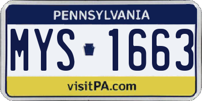 PA license plate MYS1663