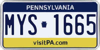 PA license plate MYS1665