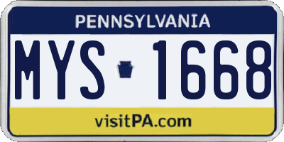 PA license plate MYS1668