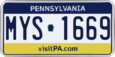 PA license plate MYS1669