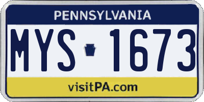 PA license plate MYS1673