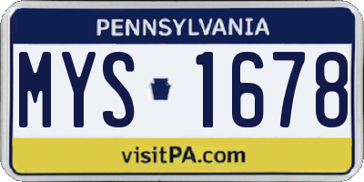 PA license plate MYS1678