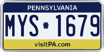 PA license plate MYS1679