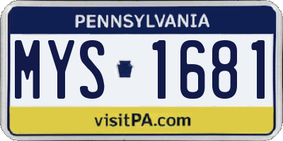 PA license plate MYS1681