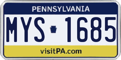 PA license plate MYS1685