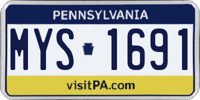 PA license plate MYS1691