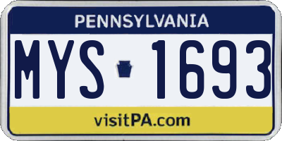 PA license plate MYS1693