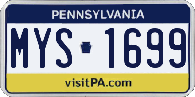 PA license plate MYS1699
