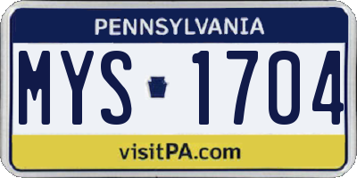 PA license plate MYS1704