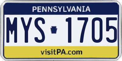 PA license plate MYS1705