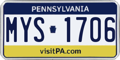 PA license plate MYS1706