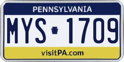 PA license plate MYS1709