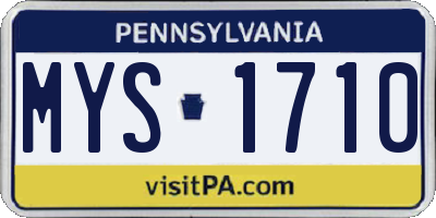 PA license plate MYS1710