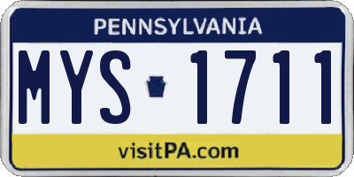 PA license plate MYS1711