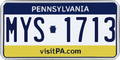 PA license plate MYS1713