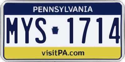 PA license plate MYS1714