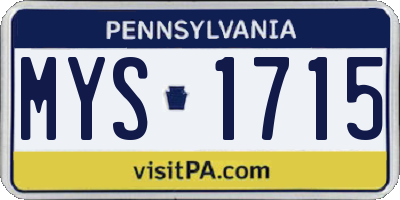 PA license plate MYS1715