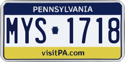 PA license plate MYS1718