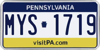 PA license plate MYS1719