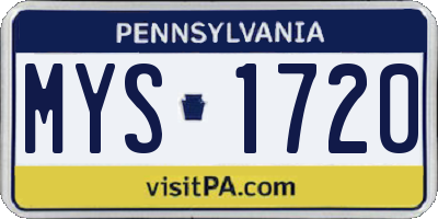 PA license plate MYS1720