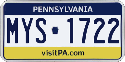 PA license plate MYS1722