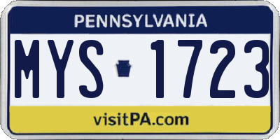 PA license plate MYS1723