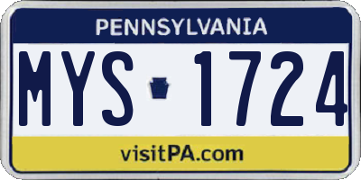 PA license plate MYS1724