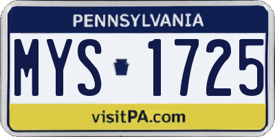 PA license plate MYS1725