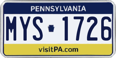 PA license plate MYS1726