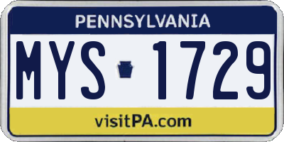 PA license plate MYS1729