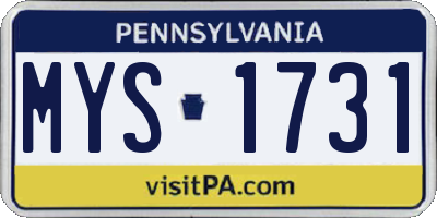PA license plate MYS1731